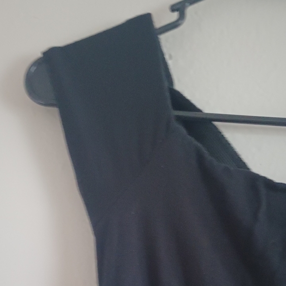 Lush Black Midi Dress Women's Size Small Cross Over Cut Out Back Fit And Flare - Picture 8 of 11